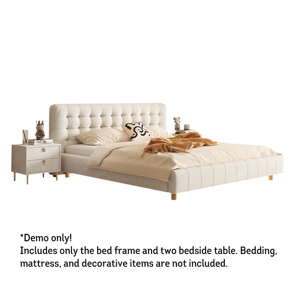 LIVARA SM1019 Sensor Two Light Matte 150/180cm Bedside Bed With Fabric Tables - Beige