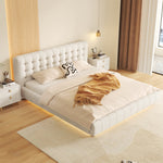 LIVARA SM1019 Sensor Two Light Matte 150/180cm Bedside Bed With Fabric Tables - Beige