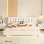 LIVARA SM1019 Sensor Two Light Matte 150/180cm Bedside Bed With Fabric Tables - Beige