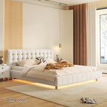 LIVARA SM1019 Sensor Two Light Matte 150/180cm Bedside Bed With Fabric Tables - Beige
