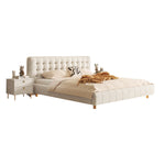 LIVARA SM1019 Sensor Two Light Matte 150/180cm Bedside Bed With Fabric Tables - Beige