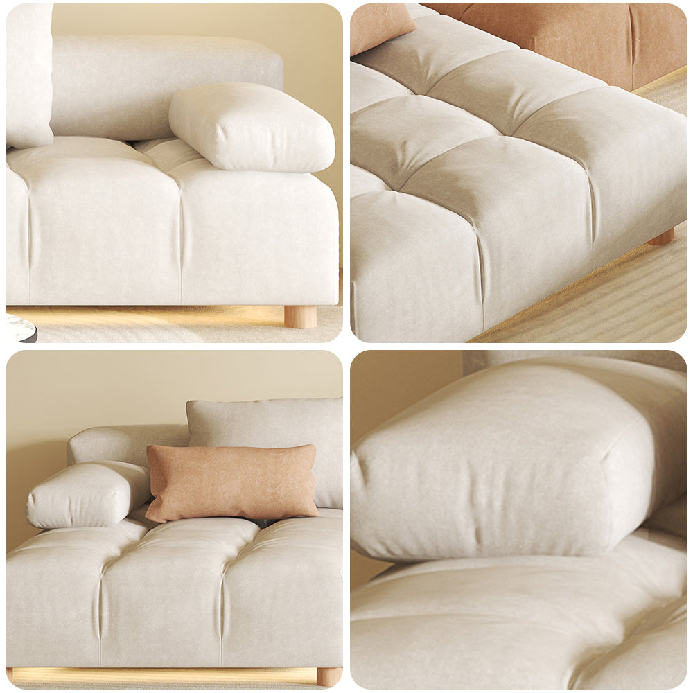 LIVARA SM1021 Matte Length Frame Wood 310cm Solid Sofa - Fabric White&Orange