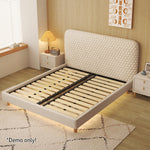 LIVARA SM1028 Fabric Tables With Leather - Bed 150/180cm Bedside Two Silicone Beige