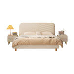 LIVARA SM1028 Fabric Tables With Leather - Bed 150/180cm Bedside Two Silicone Beige
