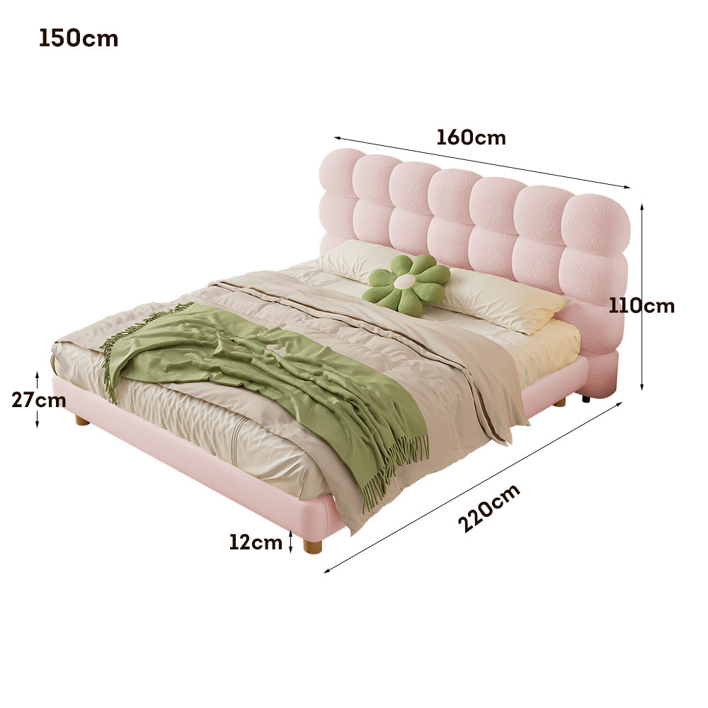 LIVARA Lazy Style Solid 150-180cm Frame Double Bed 1031 Wood - Pink
