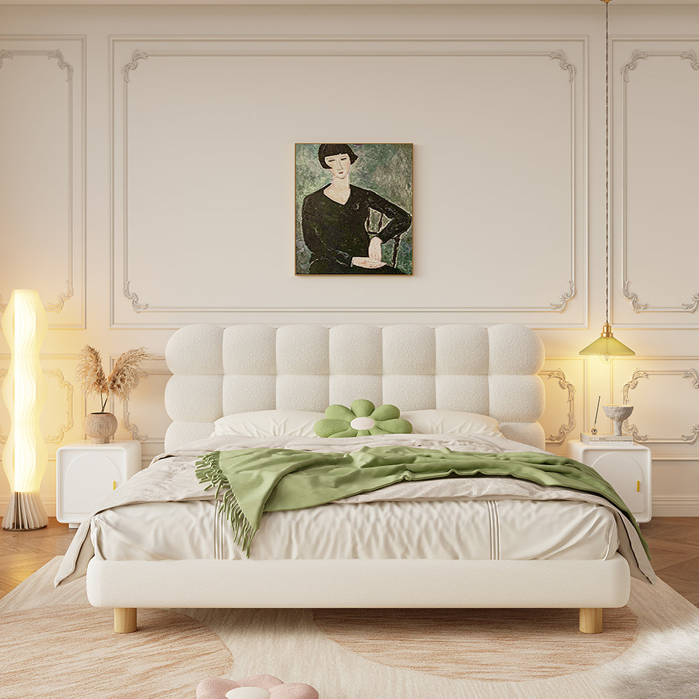 LIVARA Lazy - Tables Style With 1031 Frame Solid Bed 150-180cm Bedside Double Wood Beige