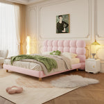 LIVARA Lazy Style Solid 150-180cm Frame Double Bed 1031 Wood - Pink
