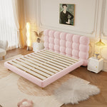 LIVARA Lazy Style Solid 150-180cm Frame Double Bed 1031 Wood - Pink