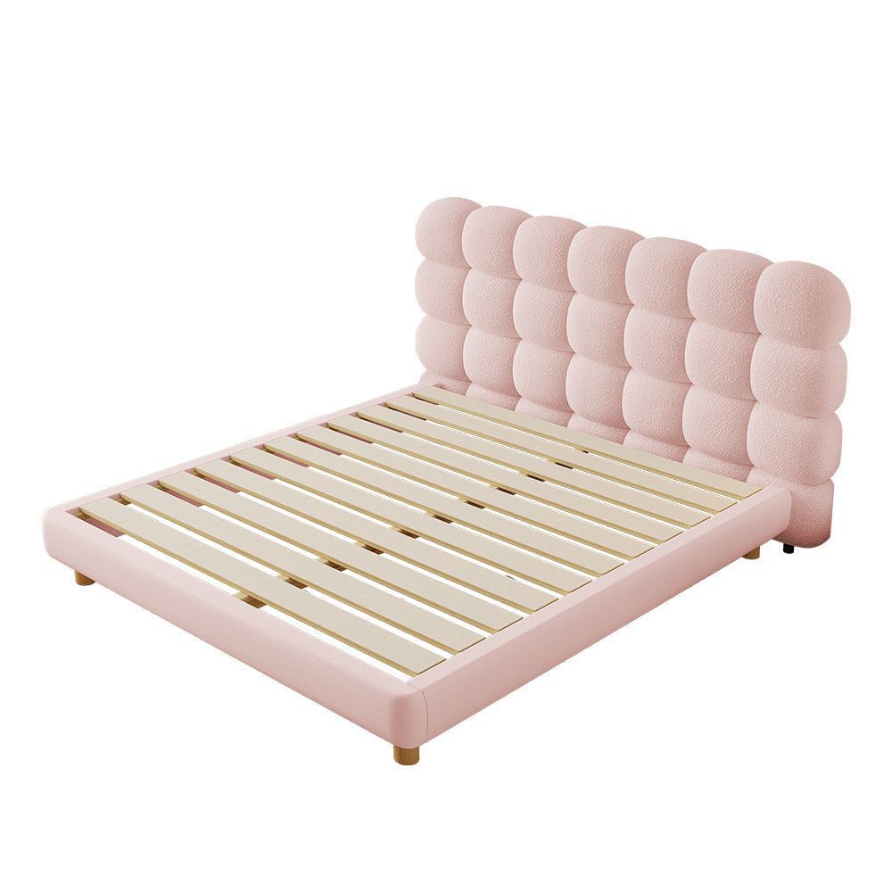LIVARA Lazy Style Solid 150-180cm Frame Double Bed 1031 Wood - Pink