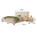LIVARA SM1032 Tables Solid With Bedside Fabric Frame Wood - Cat 150/180cm Leather Bed Claw Beige