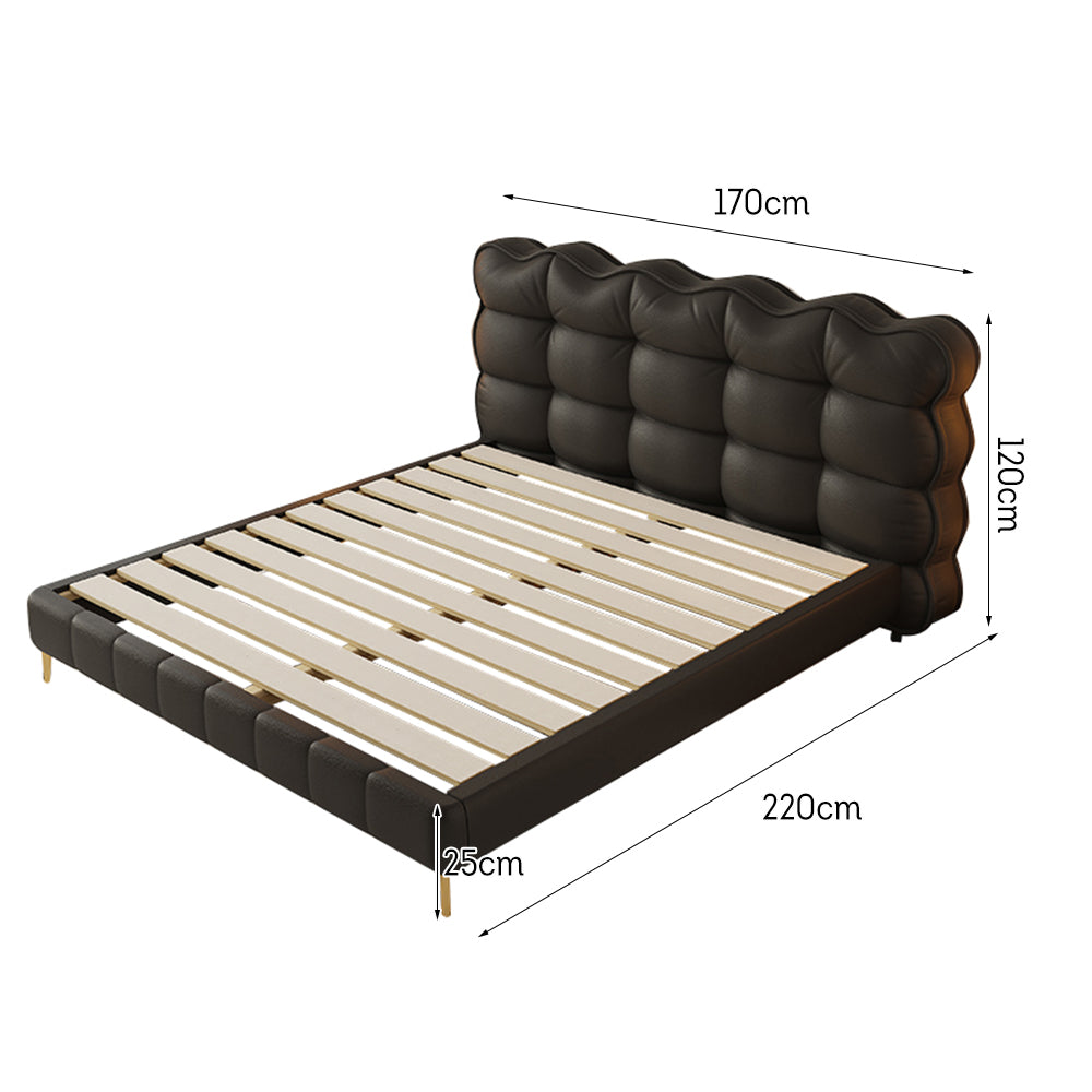 LIVARA SM1032 - Claw Tables Cat Wood Bedside Frame With Solid Bed 150/180cm Fabric Leather Black