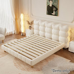 LIVARA SM1032 Tables Solid With Bedside Fabric Frame Wood - Cat 150/180cm Leather Bed Claw Beige