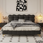 LIVARA SM1032 - Claw Tables Cat Wood Bedside Frame With Solid Bed 150/180cm Fabric Leather Black