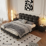 LIVARA SM1032 - Claw Tables Cat Wood Bedside Frame With Solid Bed 150/180cm Fabric Leather Black