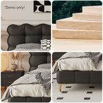 LIVARA SM1032 - Claw Tables Cat Wood Bedside Frame With Solid Bed 150/180cm Fabric Leather Black