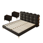 LIVARA SM1032 - Claw Tables Cat Wood Bedside Frame With Solid Bed 150/180cm Fabric Leather Black