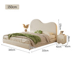 LIVARA SM1034 Length Fabric Tables 150/180cm Bedside With Lambswool Bed - Two Beige