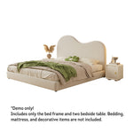 LIVARA SM1034 Length Fabric Tables 150/180cm Bedside With Lambswool Bed - Two Beige