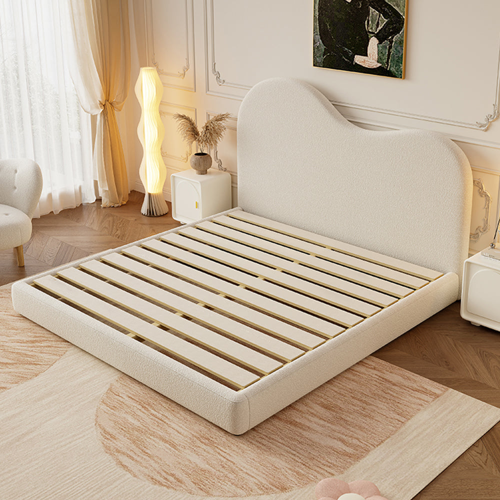 LIVARA SM1034 Length Fabric Tables 150/180cm Bedside With Lambswool Bed - Two Beige