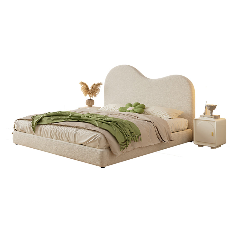 LIVARA SM1034 Length Fabric Tables 150/180cm Bedside With Lambswool Bed - Two Beige