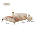 LIVARA SM1038 - Bed Bedside Length Tables Lambswool 150/180cm Two With Fabric Beige