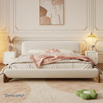 LIVARA SM1038 - Bed Bedside Length Tables Lambswool 150/180cm Two With Fabric Beige