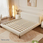 LIVARA SM1038 - Bed Bedside Length Tables Lambswool 150/180cm Two With Fabric Beige