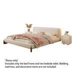 LIVARA SM1038 - Bed Bedside Length Tables Lambswool 150/180cm Two With Fabric Beige