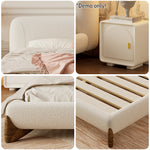 LIVARA SM1038 - Bed Bedside Length Tables Lambswool 150/180cm Two With Fabric Beige