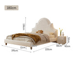 LIVARA SM1045 Solid Fabric Tables With - 150/180cm Two Bed Bedside Wood Length Baby Velvet Frame Beige