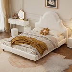 LIVARA SM1045 Solid Fabric Tables With - 150/180cm Two Bed Bedside Wood Length Baby Velvet Frame Beige