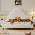 LIVARA SM1045 Solid Fabric Tables With - 150/180cm Two Bed Bedside Wood Length Baby Velvet Frame Beige