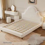 LIVARA SM1045 Solid Fabric Tables With - 150/180cm Two Bed Bedside Wood Length Baby Velvet Frame Beige