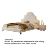 LIVARA SM1045 Solid Fabric Tables With - 150/180cm Two Bed Bedside Wood Length Baby Velvet Frame Beige