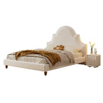 LIVARA SM1045 Solid Fabric Tables With - 150/180cm Two Bed Bedside Wood Length Baby Velvet Frame Beige
