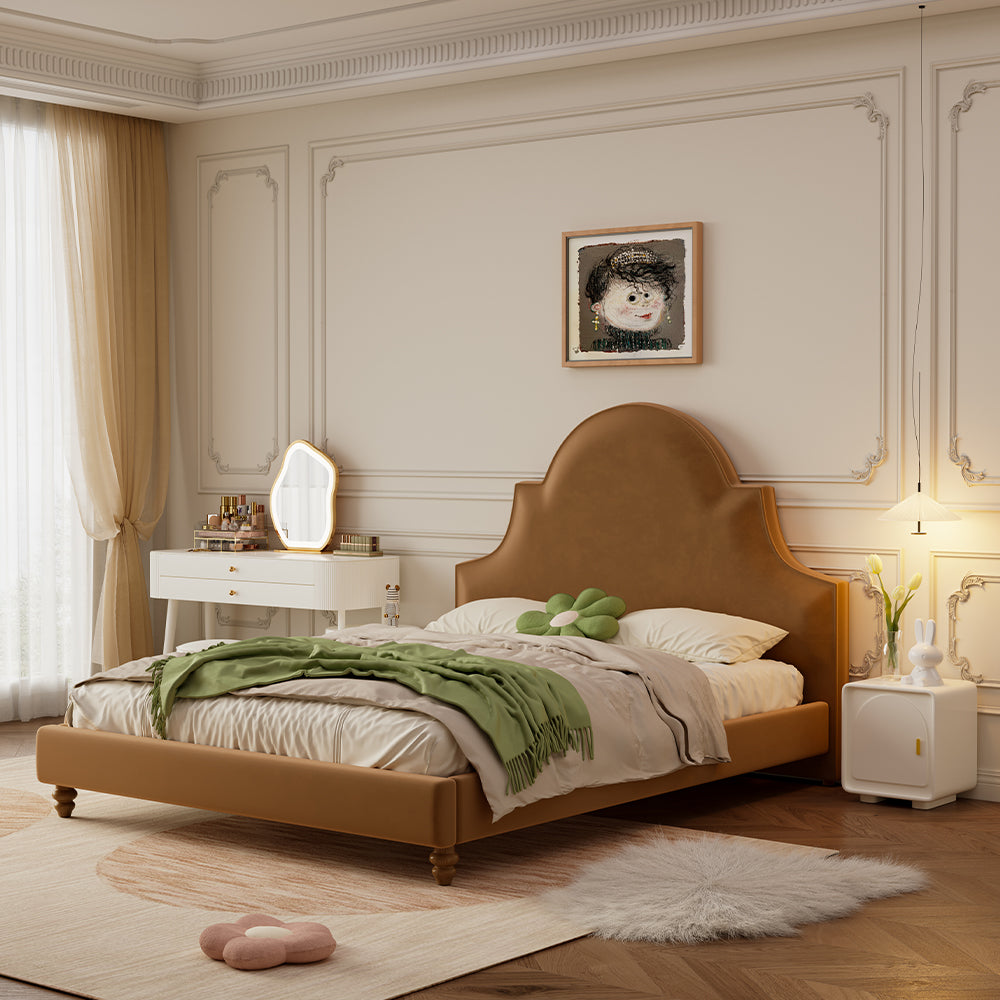 LIVARA SM1045 150/180cm - Wood Bed Length Solid Frame Fabric Velvet Baby Coffee