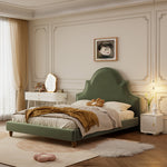 LIVARA SM1045 Velvet Wood Bed Baby Length 150/180cm Fabric - Frame Solid Green