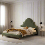 LIVARA SM1045 Velvet Wood Bed Baby Length 150/180cm Fabric - Frame Solid Green