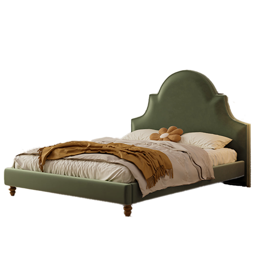 LIVARA SM1045 Velvet Wood Bed Baby Length 150/180cm Fabric - Frame Solid Green