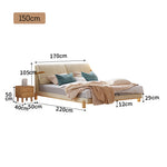 LIVARA SM1053 Length Tables Fabric With 150/180cm - Baby Two Bed Bedside Velvet Beige&Oak