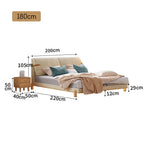 LIVARA SM1053 Length Tables Fabric With 150/180cm - Baby Two Bed Bedside Velvet Beige&Oak