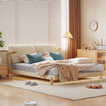 LIVARA SM1053 Length Tables Fabric With 150/180cm - Baby Two Bed Bedside Velvet Beige&Oak