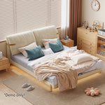 LIVARA SM1053 Length Tables Fabric With 150/180cm - Baby Two Bed Bedside Velvet Beige&Oak