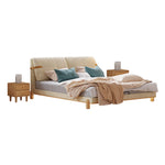 LIVARA SM1053 Length Tables Fabric With 150/180cm - Baby Two Bed Bedside Velvet Beige&Oak