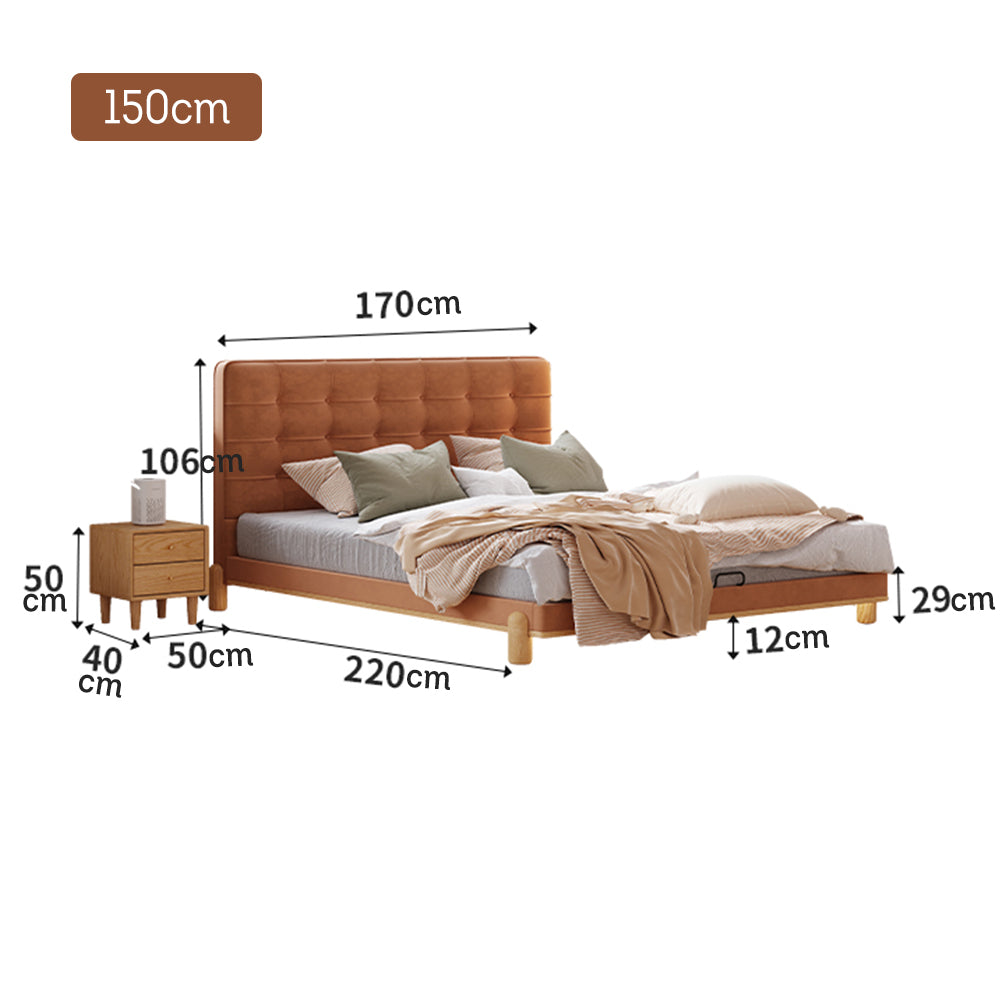 LIVARA SM1055 Baby Bed With Fabric - Tables Bedside Two Velvet 150/180cm Length Brown