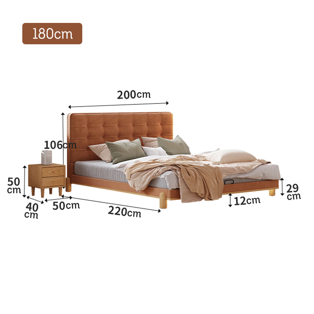LIVARA SM1055 Baby Bed With Fabric - Tables Bedside Two Velvet 150/180cm Length Brown
