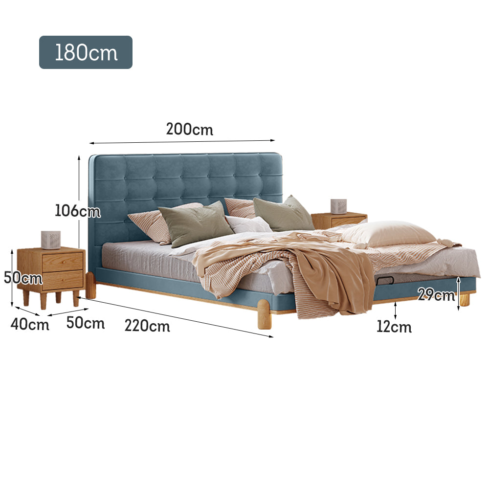 LIVARA SM1055 With Fabric - Length Two Bedside Tables Velvet 150/180cm Baby Bed Blue