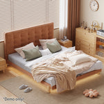 LIVARA SM1055 Baby Bed With Fabric - Tables Bedside Two Velvet 150/180cm Length Brown