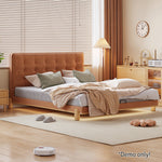 LIVARA SM1055 Baby Bed With Fabric - Tables Bedside Two Velvet 150/180cm Length Brown