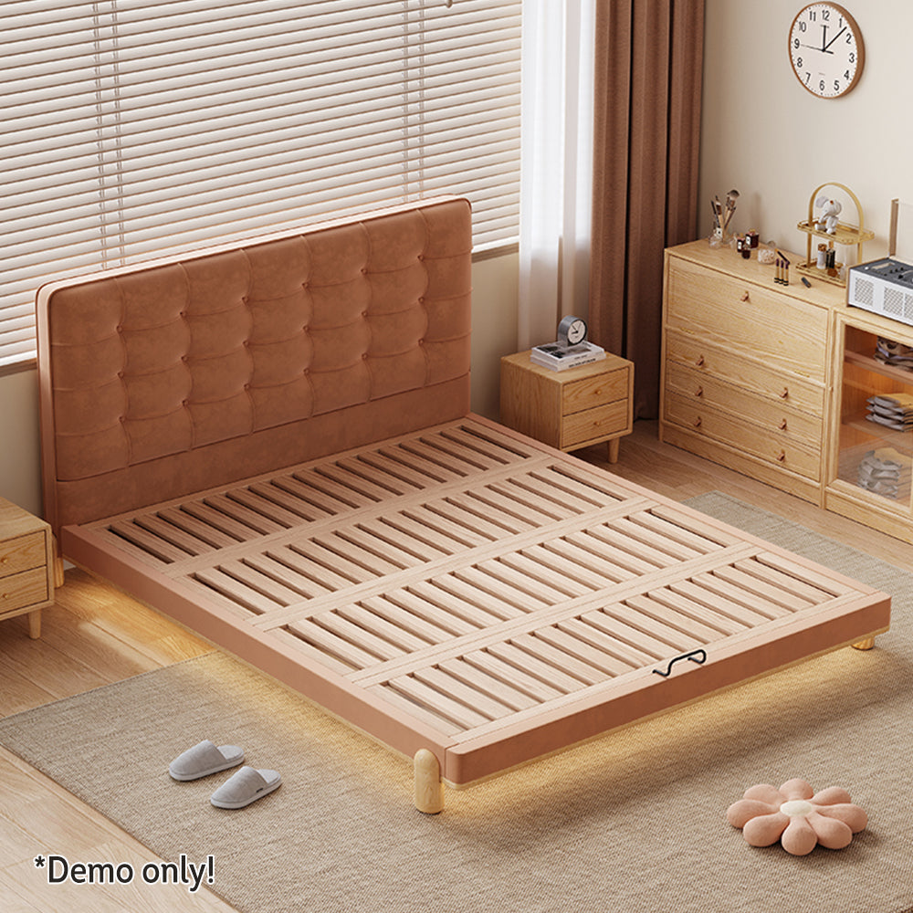 LIVARA SM1055 Baby Bed With Fabric - Tables Bedside Two Velvet 150/180cm Length Brown